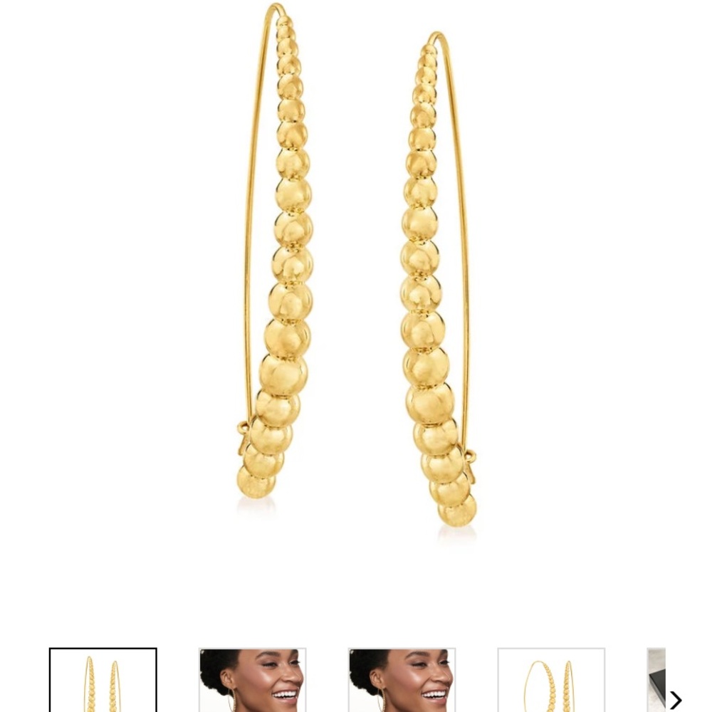 Roberto Coin 18kt Yellow Gold Graduated Beaded Earrings - Picture 3 of 7